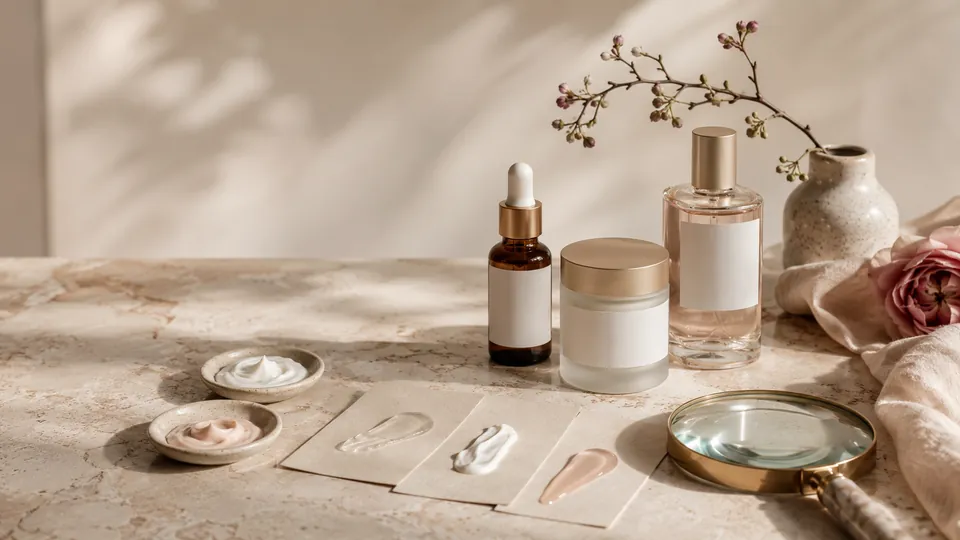Beauty products arranged for calm comparison of routine choices