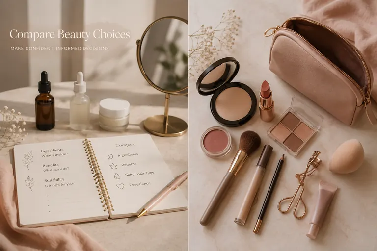 Everyday makeup essentials arranged for simple polished looks